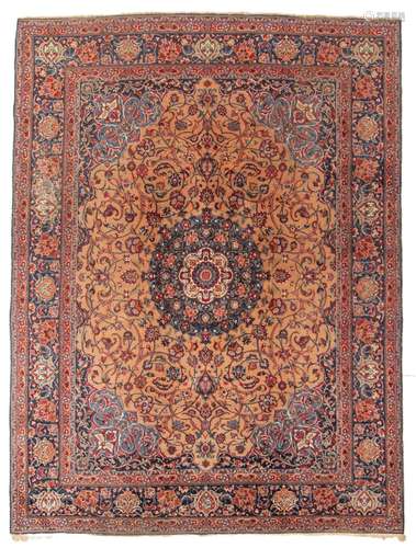 An Oriental woollen rug, with a central medaillon, signed, H...