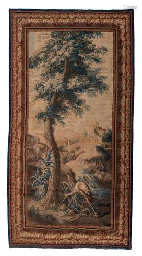 An Aubusson verdure wall tapestry, marked 'Aubusson F. Grell...