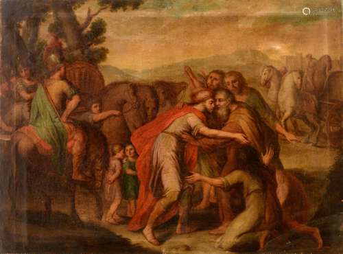 The Reconciliation between Jacob and Esau, 17thC, oil on can...