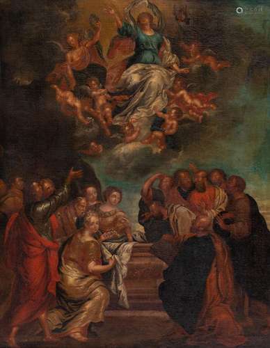 The assumption of the Holy Virgin, 17thC, oil on canvas, 83 ...