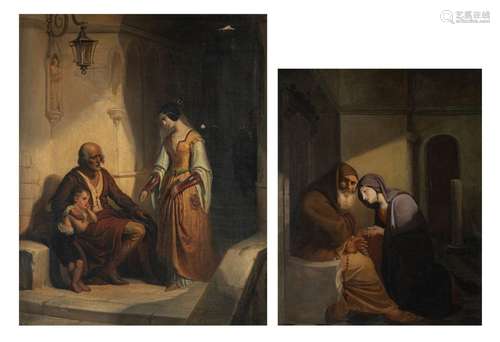 Edouard Gisler, alms for the beggar, and a matching 19thC re...