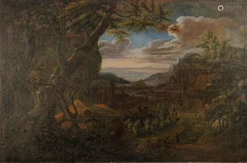 In the manner of Theodoor van Heil (1645-1692), wooded lands...