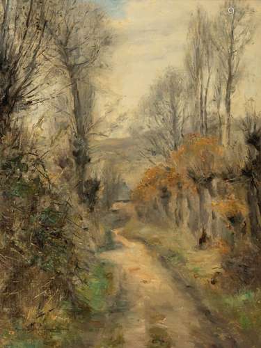 Charles CrËs (1850-1907), forest view, oilsketch on canvas, ...