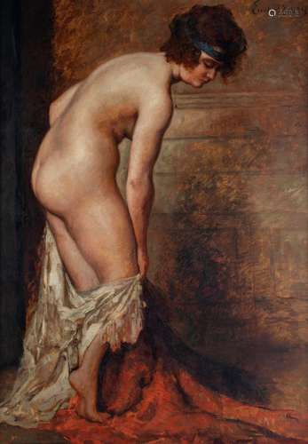 Emile Baes (1879-1954), female nude, oil on canvas, 90 x 130...