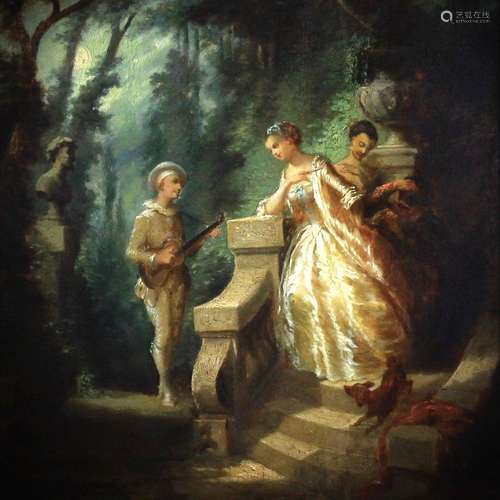 'FÍte Galante', after the French Rococo painters, 19thC, oil...