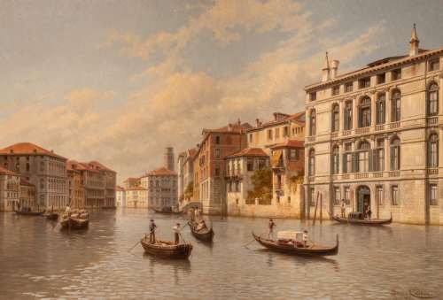 Jacques FranÁois Carabain (1834-1933), Gondoliers in Venice,...