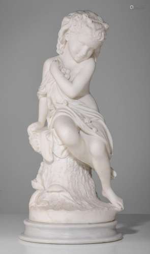 Pasquale Romanelli (1812-1887), young girl, Carrara marble o...