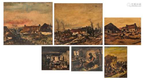 Willem Van Hecke (189-1976), six farm views in a rural lands...