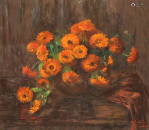 Christine Fonteyne Poupaert (1897-1968), flower still life, ...
