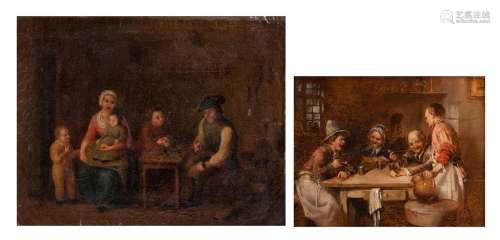 Two genre paintings, 28 x 36 - 40 x 49 cm