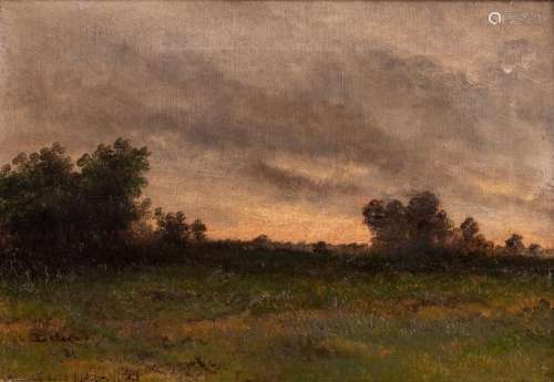 Auguste Delacroix (1809-1868), landscape with trees, oil on ...