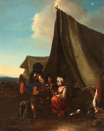 Johannes Lingelbach (1622-1674), encampment, 17thC, 40 x 50 ...
