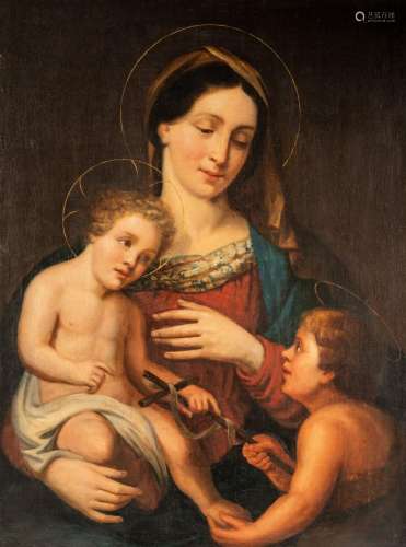 Madonna and Child with John the Baptist, 19thC, oil on canva...
