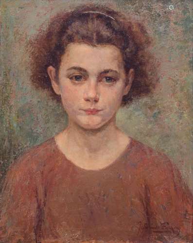 Jef Van de Fackere (1879-1946), portrait of a girl, oil on t...