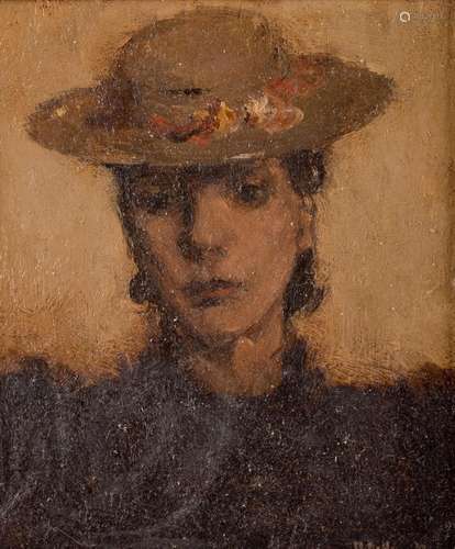 Martin BollÈ (1912-1968), portrait of a lady with hat, 1942,...