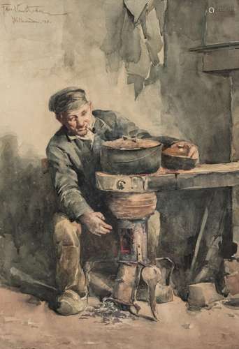 Floris Van Acker, The carpenter ' well satisfied ', 1885, wa...