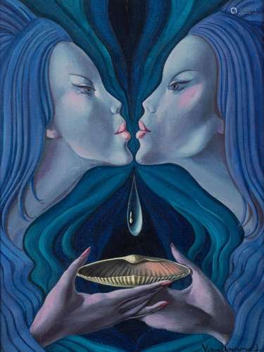 J. Vandamme, Kiss of the Sirens, oil on canvas, 29 x 39 cm