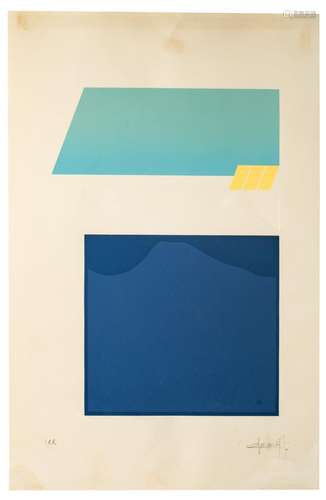 Joe Colombo, abstract geometry, silkscreen on paper, 48 x 63...