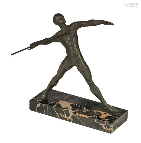 Marco, an Art Deco sculpture of a javelin thrower, patinated...