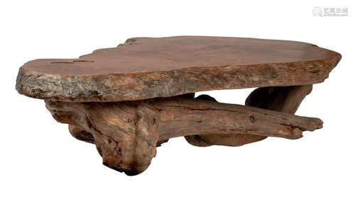 A rustic tree trunk coffee table, H 44 - W 208 - D 88 cm