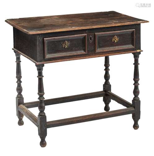 An English oak side table, ca. 1700, H 71,5 - W 80 - D 47 cm