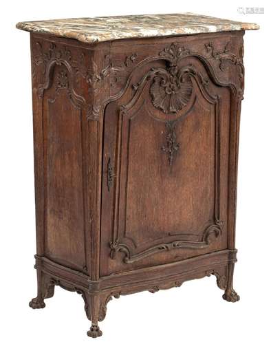 A LiËgeois RÈgËnce carved oak dresser, with marble top, 18th...