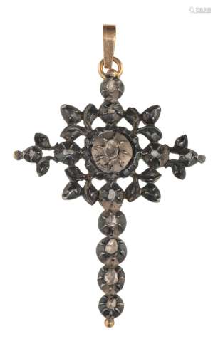 An 18ct gold 19thC so-called 'Flemish Cross' pendant a set w...