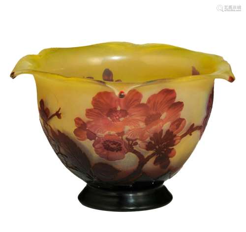 An Art Nouveau cameo glass paste vase, with floral decoratio...