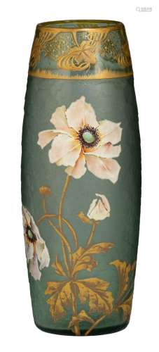 A fine Art Nouveau floral decorated vase, marked Mont Joye, ...