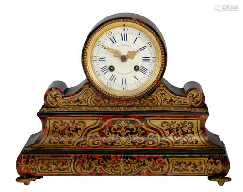 A Napoleon III Boulle work mantle clock, the dial signed 'E....