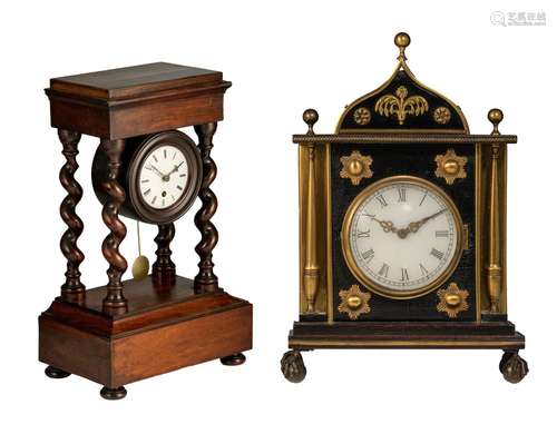 Two small 19thC clocks, H 31 - 32 cm