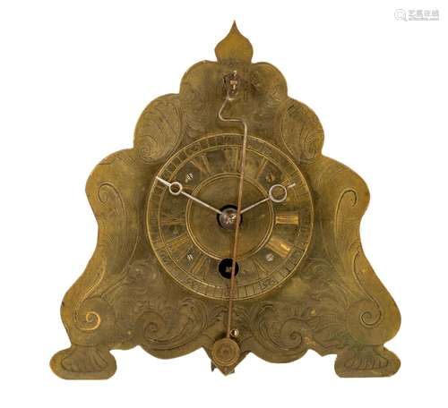 A Baroque brass pendulum clock, 17th/18thC, H 15,5 cm