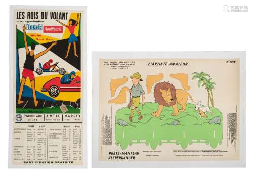 Two vintage posters of Torck and Tintin, 36 x 75,5 - 55 x 74...
