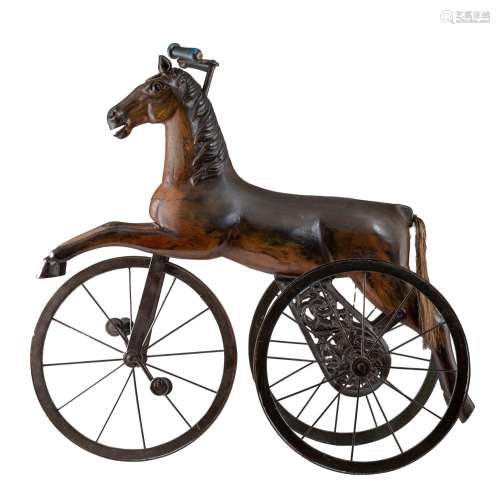 A vintage wooden trycicle horse, H 80 - W 85 cm