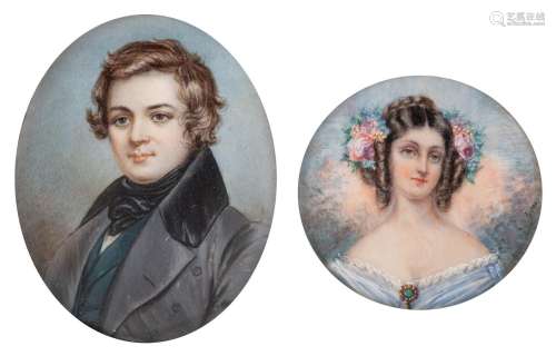 Two charming 19thC miniature portraits of a young boy and a ...