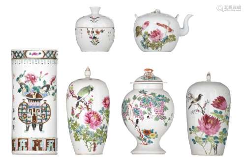 A collection of Chinese famille rose porcelain ware, tallest...