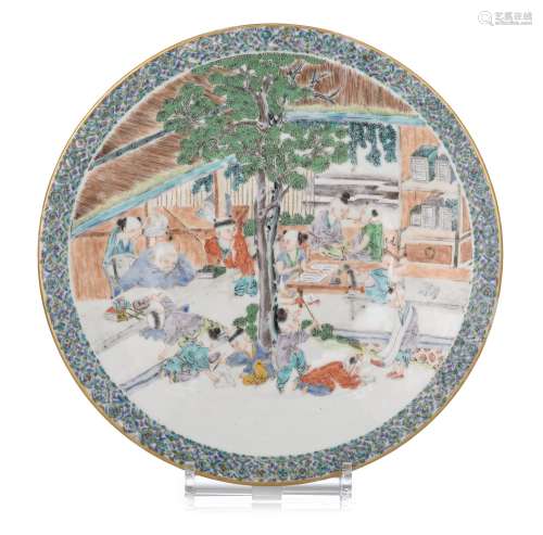 A Chinese Canton famille rose 'Mischievous boys' plate, 19th...