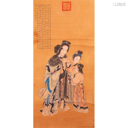 Chinese Figure And Story Painting, Ink And Color On Paper, J...