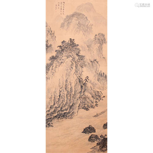 Chinese Landscape Painting, Ink And Color On Paper, Hanging ...