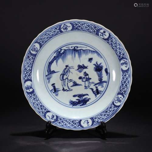 Blue And White Figure Plate