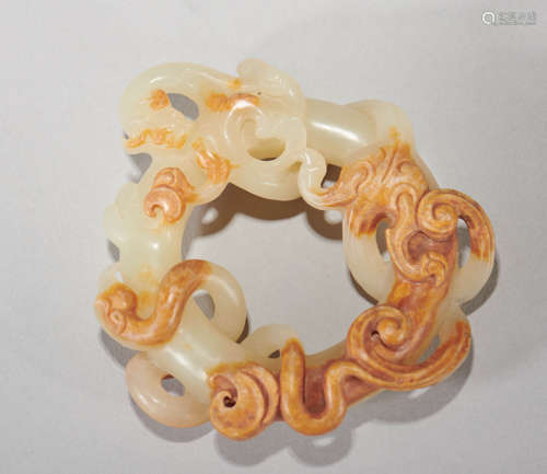 Khotan Jade Chi-Dragon And Phoenix Ring