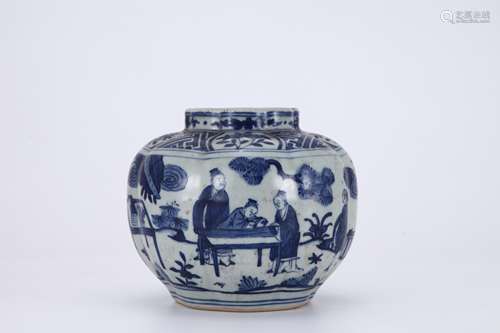 Blue And White Figure And Story Jar