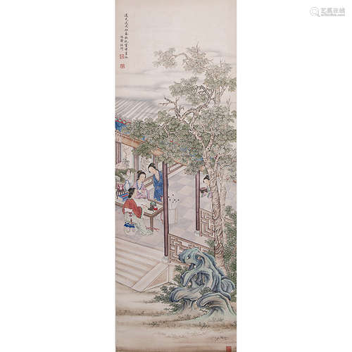 Chinese Figure And Story Painting, Ink And Color On Paper, W...