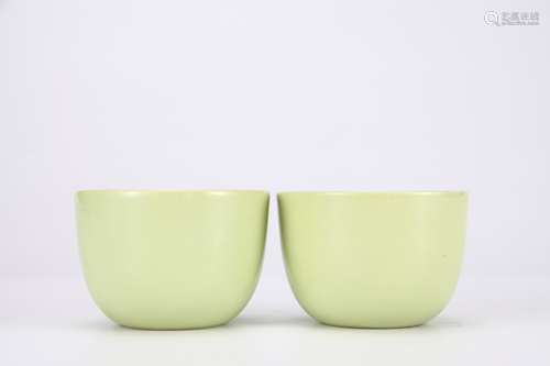 A Pair Of Yellow Glaze Cups