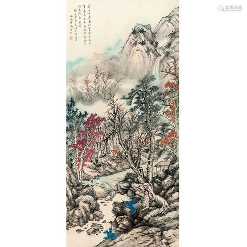 Chinese Landscape Painting, Ink And Color On Paper, Pu Tong ...