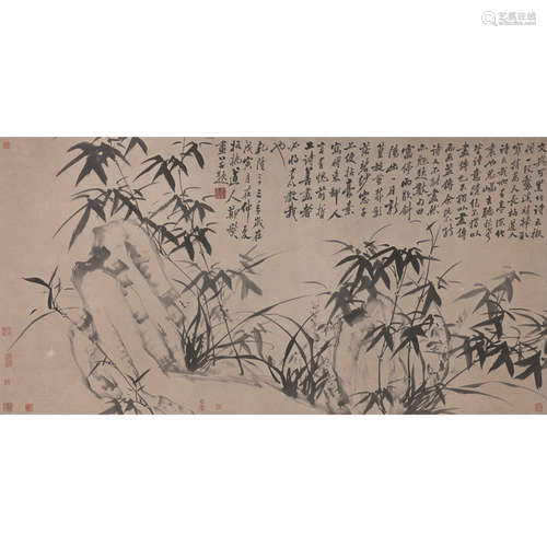 Chinese Pine, Bamboo And Plum Painting, Ink On Paper, Zheng ...