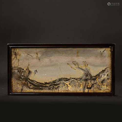 20TH CENTURY CHINESE NATURAL STONE LANDSCAPE PAINTING HANGIN...