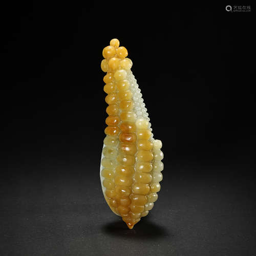 CHINESE QING DYNASTY XIU JADE CORN ORNAMENT