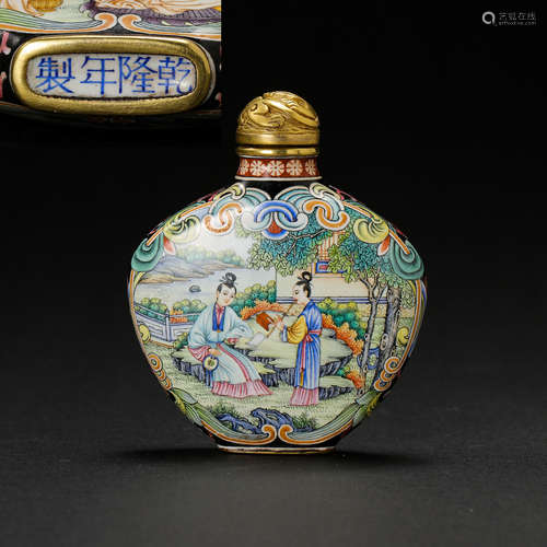 BRONZE ENAMEL SNUFF BOTTLE IN QIANLONG PERIOD OF QING DYNAST...