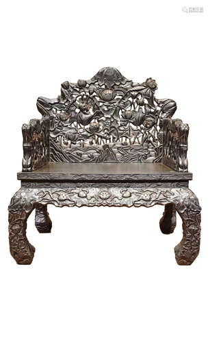 CHINESE QING DYNASTY PALACE RED SANDALWOOD THRONE